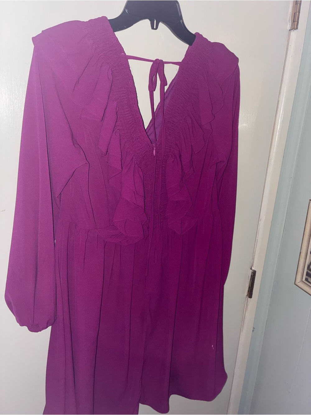 She + Sky Plum Ruffle Long Sleeve Dress